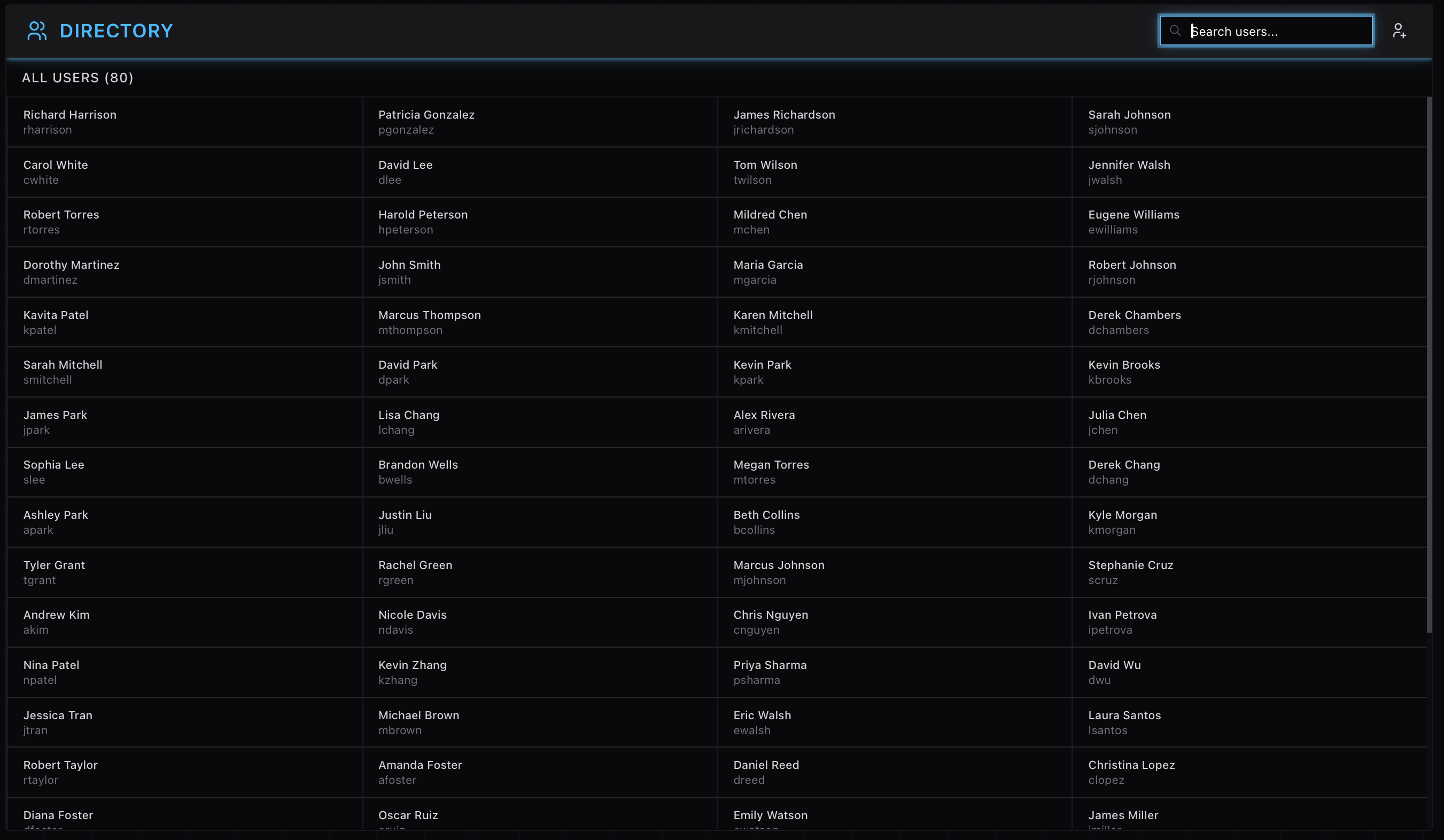 Searching for a user account in the Active Directory panel of the ServiceDesk Simulator